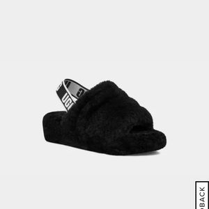 Black UGG fluff yeah slippers